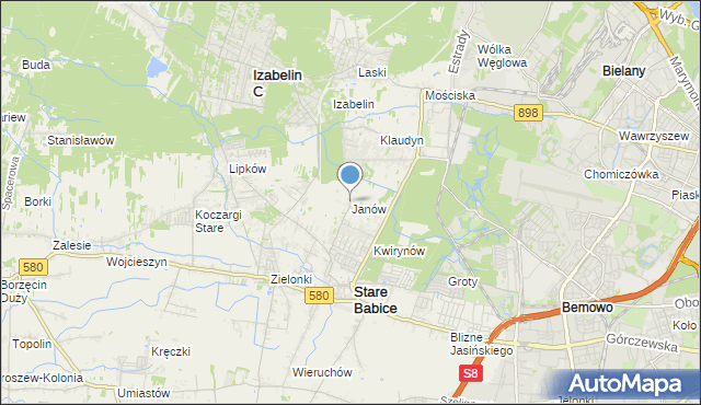 mapa Janów, Janów gmina Stare Babice na mapie Targeo